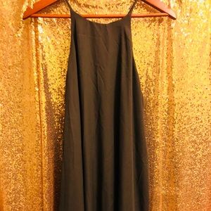 High neck green swing dress